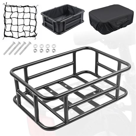 Rear Rack Bike Basket 18.1x12.6x5.9inches, Large Capacity Bicycle Basket with