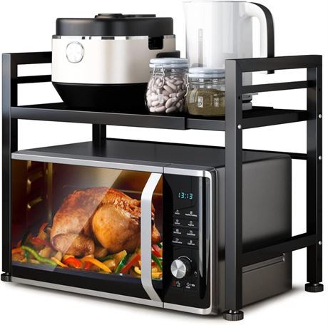 DOLALIKE Microwave Oven Rack, Expandable Microwave Stand Countertop Kitchen