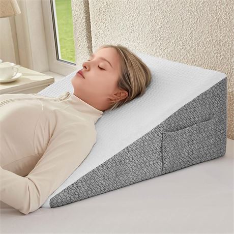 Wedge Pillow for Sleeping, 10 inch Bed Wedge Pillow for Acid Reflux Relief,