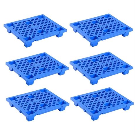 6 Pcs Blue Plastic Pallets, Lightweight Moisture-Proof Waterproof Floor