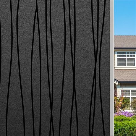 NINETREX Total Blackout Window Privacy Film Frosted Black Static Cling Window