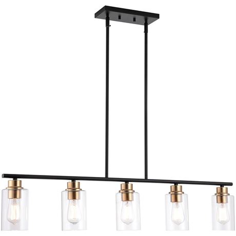 Kitchen Island Light, 5-Light Pendant Lighting, Farmhouse Industrial Dining