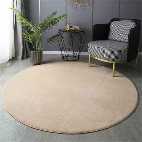 Thick Kids Round Rug - Coral Velvet Area Rugs, Memory Foam Circular Carpet for