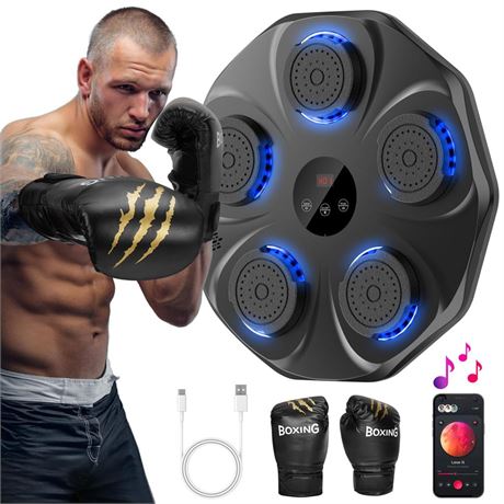 Music Boxing Machine with Boxing Gloves, Wall Mounted Smart Bluetooth Music