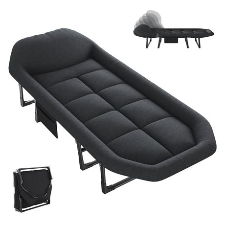 JIOABL Folding Camping Cot for Adults with Headrest & Mattress, 71 Inch