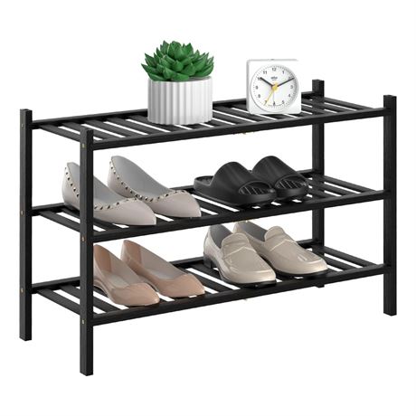 OFFSITE LOCATION 3-Tier Natural Bamboo Shoe Rack - Stackable Storage Shelf with