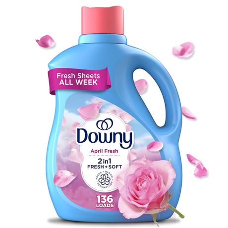 Downy Liquid Fabric Softener and Conditioner, April Fresh Scent, 100 fl oz, 136