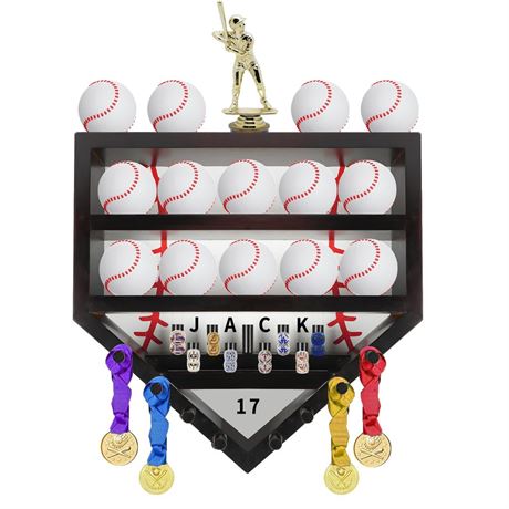 Baseball Display Case,Wooden Baseball Ring Holder,Championship Ring Displays