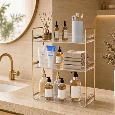 NIUBEE 3-Tier Acrylic Bathroom Countertop Organizer, Bathroom Accessories,
