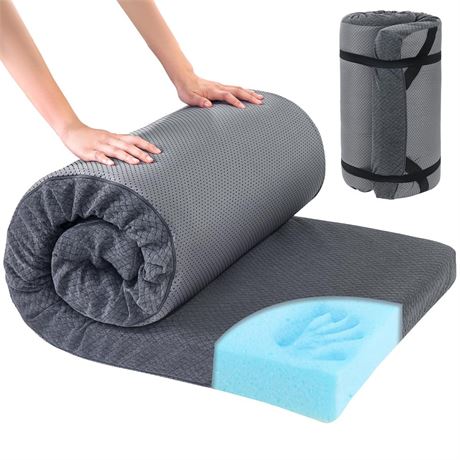 HOMBYS Memory Foam Camping Mattress Pad,Portable Sleeping Pad for