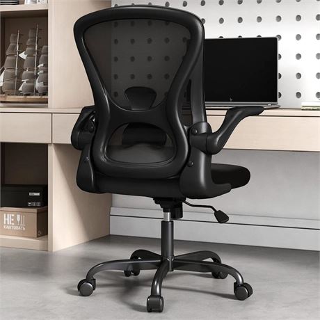 Sytas Ergonomic Desk Chair with Padded Flip up Arms and Supportive Lumbar