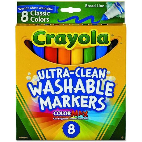 Crayola 58-7808 Classic Colors Broad Line Washable Markers 8 Count - 5 Pack