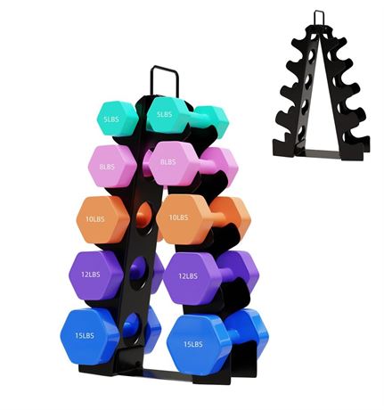 Dumbbell Rack Stand Only, OKUGAFIT 5 Tier Compact A-Frame Dumbbell Rack with