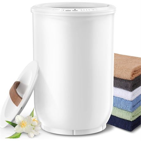 Large Towel Warmer for Bathroom - Heated Towel Warmers Bucket, Wood Handle,