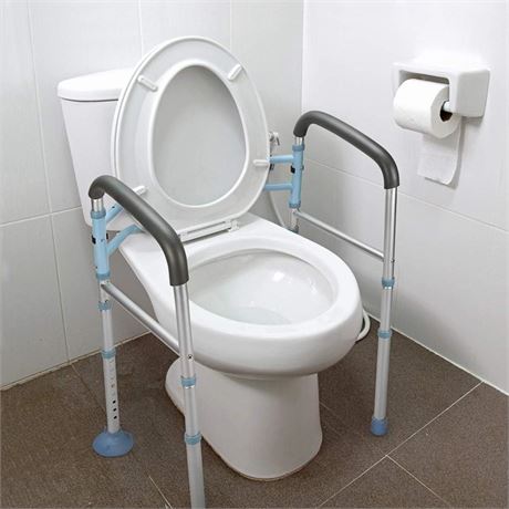 OasisSpace Stand Alone Toilet Safety Rail - Heavy Duty Medical Toilet Safety