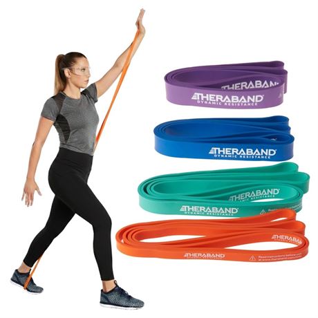 THERABAND High Resistance Bands Set of 4, Light to Extra-Heavy Elastic Super