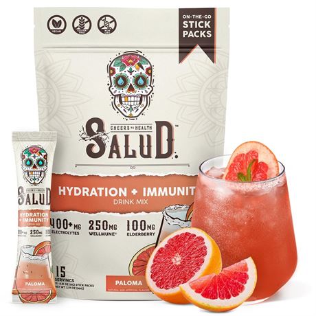 Salud 2-in-1 Hydration Packets + Immunity Electrolytes Powder, Paloma - Agua