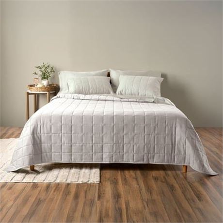 Allswell Cotton Linen Blend Quilt Set  Bleached Linen  King/California King