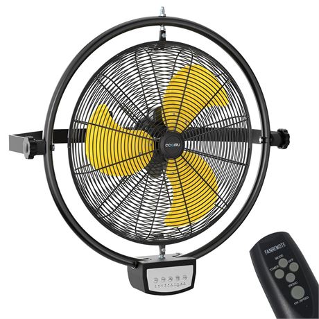 5100 CFM 20" Remote Control Wall Mount Fans, High Velocity 3-Speed Professional