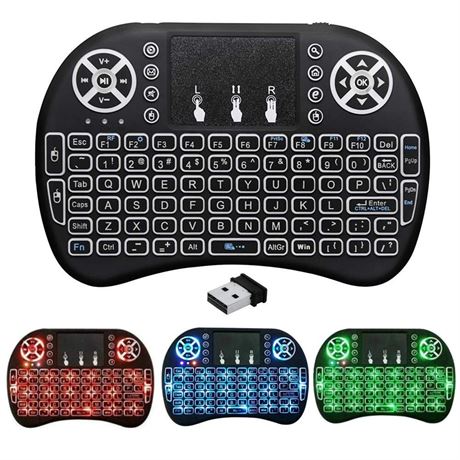 2.4G Mini Wireless Keyboard with Touchpad Mouse, Upgraded Multi BRG Backlight