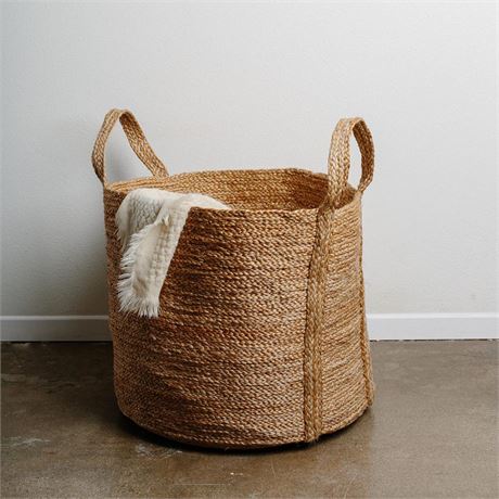 GooBloo Extra Large Handmade Woven Storage Basket 100% Jute - 17 x 17” Tall