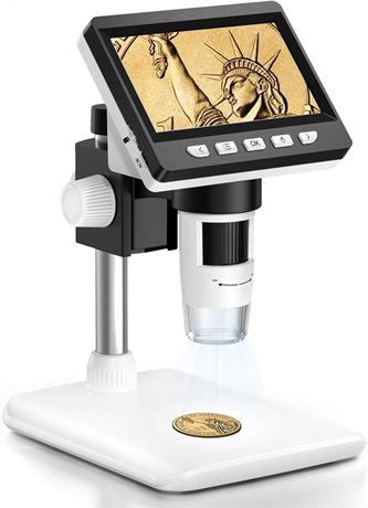 4.3" Coin Microscope - Aopick LCD Digital Microscope 1000X, 1080P USB Coin