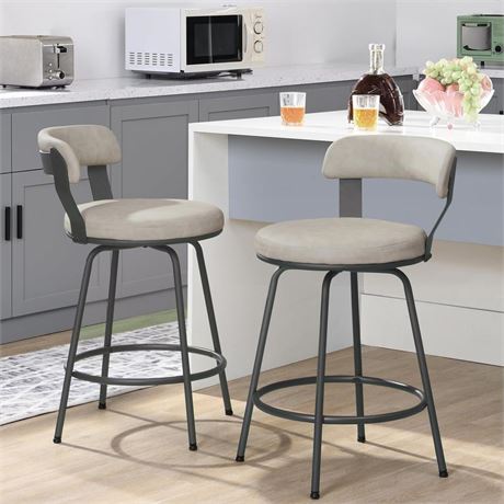 24 Inch Bar Stools Set of 2 Counter Height, Swivel Counter Height Bar Stools