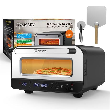 Indoor Pizza Oven – 6 Programs, Max 840°F, Suitable for 12 inch Pizzas, 5-in-1