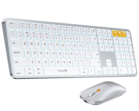 ProtoArc Bluetooth Keyboard and Mouse for Mac, KM100-A Backlit Full Size