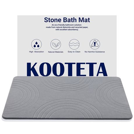 KOOTETA Stone Bath Mat, Diatomaceous Earth Shower Mat, Super Absorbent,