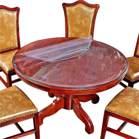 Thick Round Furniture Table Protector Clear Plastic Tablecloth Wipeable Water