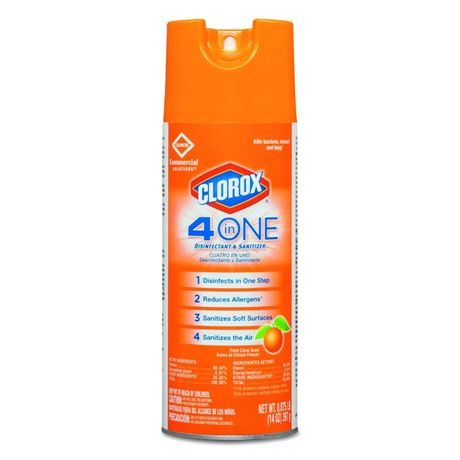 Clorox 31043CT 4-in-One Disinfectant & Sanitizer, Citrus, 14oz Aerosol (Case of