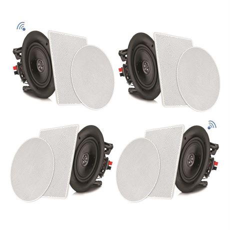 Pyle Audio 8 Inch 2 Way 250W Flush Mount Bluetooth Ceiling Wall Speakers (4