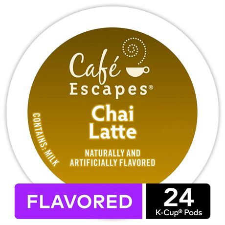 Cafe Escapes Chai Latte Coffee, Keurig® K-Cup® Pods, Light Roast, 24/Box (6805)