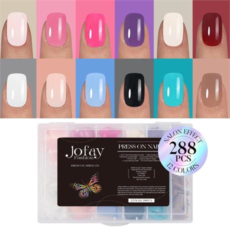 Soft Gel Nail Tips - 12 packs Press On Nails Short Square Gel Acrylic Gel Nails