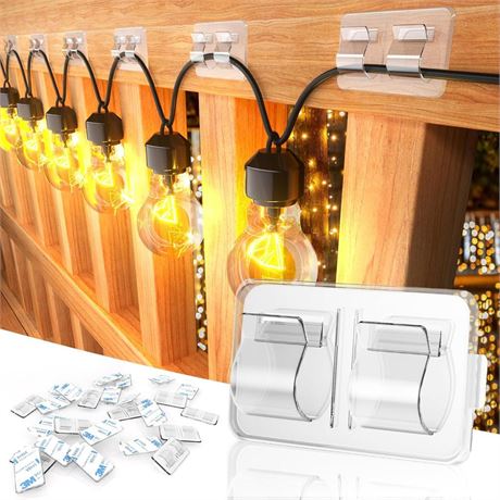 Hooks for Outdoor String Lights Clips: 25Pcs Heavy Duty Cable Clips with