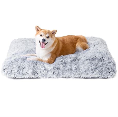 EHEYCIGA Fluffy Dog Crate Pad, Plush Faux Fur Dog Bed for Large Dogs, Calming
