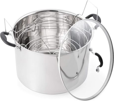 Water Bath Canner with Glass Lid, Induction Capable, 21.5Qt, Stainless Steel