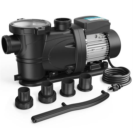 3/4 HP Above Ground Pool Pump with Timer, 115V, 4135GPH, 1.25"&1.5''Connection,