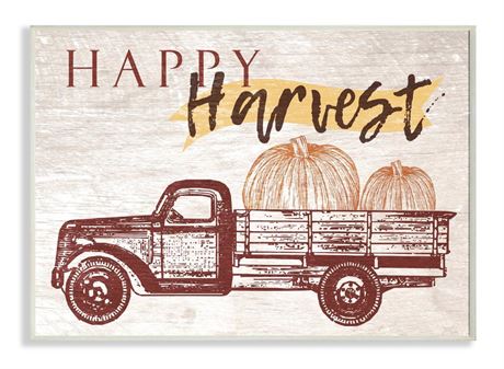 The Stupell Home Décor Collection Happy Harvest Giant Pumpkin Truck Wall Plaque