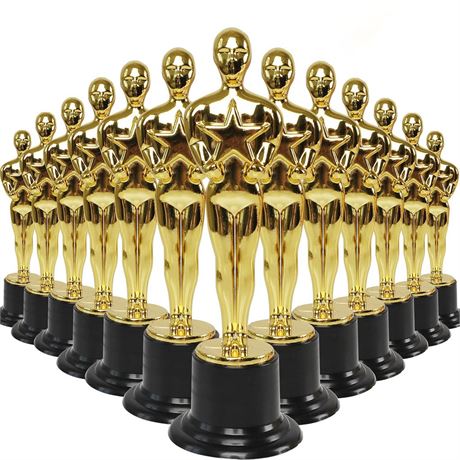 24 Pack 6'' Plastic Gold Star Award Trophies for Party Decorations, Party