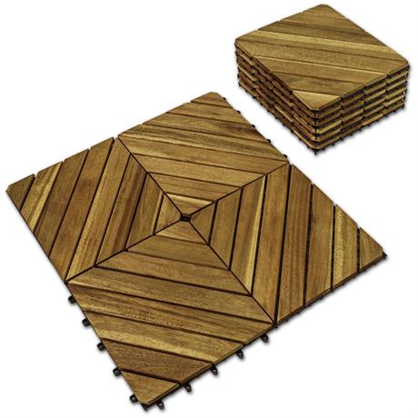 OFFSITE LOCATION Interlocking Deck Tile (Pack of 27 12"x12") Acacia Hardwood Dec