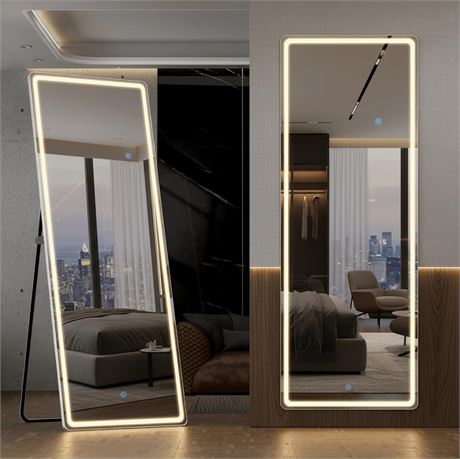 Alpen LED Full Length Mirror with Lights, 71" x 26" LED Floor Mirror with