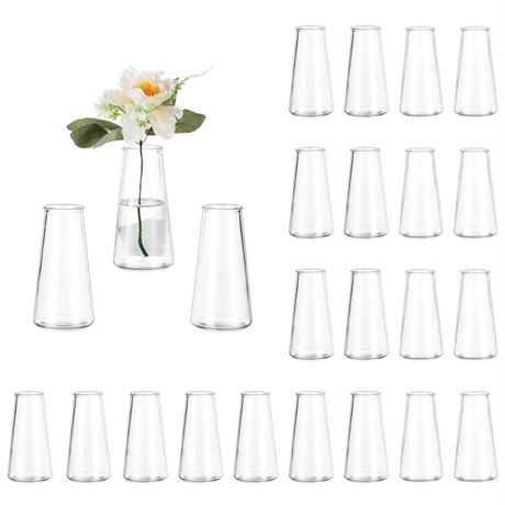 Glasseam Clear Flower Vases for Centerpieces: Modern Glass Vase Set of 24 for