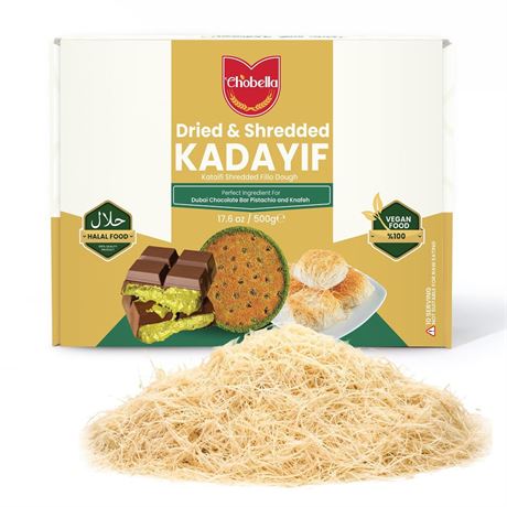 Chobella Premium Dried & Shredded Kataifi Fillo Dough, 500g (1.1lb), Kurutulmus