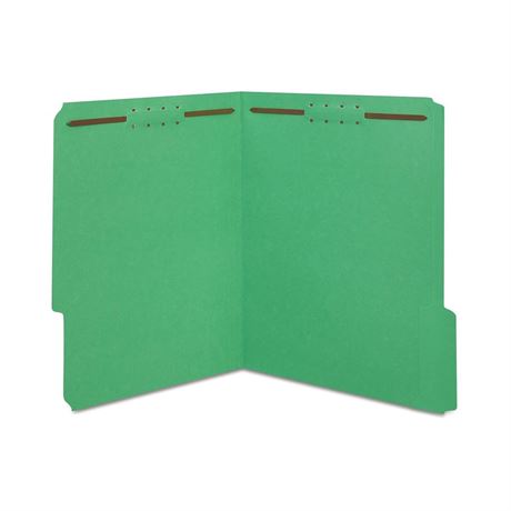 Staples 807795 Colored Reinforced Tab Fastener Folders Letter Size Green 50/Box