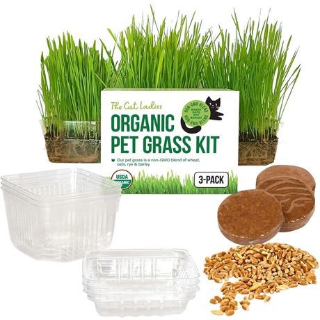 The Cat Ladies Cat Grass for Indoor Cats - Growing Kit - Organic Cat Grass