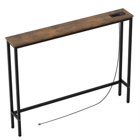 Aduanbang 5.9" Console Table with Outlet – Narrow Sofa Table, Behind Couch