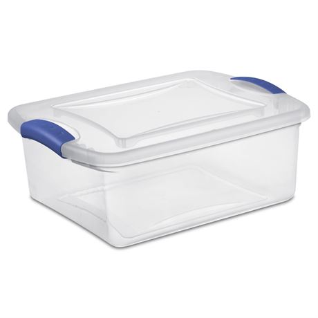 Sterilite 15 Quart Small Latching Storage Bin, Clear Plastic Storage Container