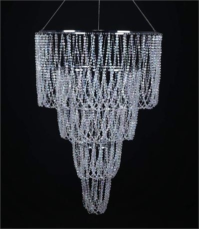 FlavorThings 4 Tiers Large Wedding Chandelier,Faux Crystal Iridescent Beaded